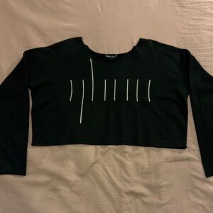 Sarah Pacini Black and White Graphic Crop Top